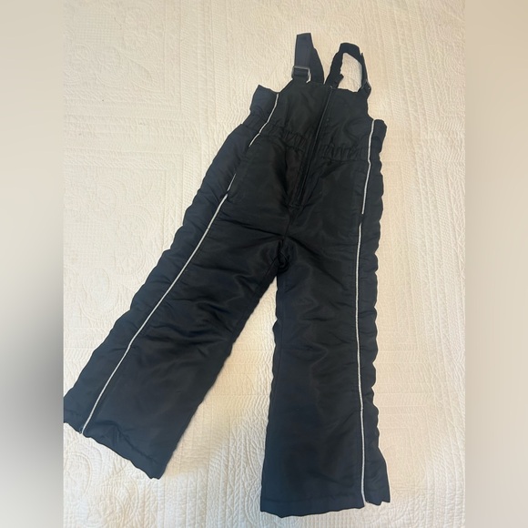 Athletech Kids Black Snow Bib With Silver Piping - Picture 1 of 6